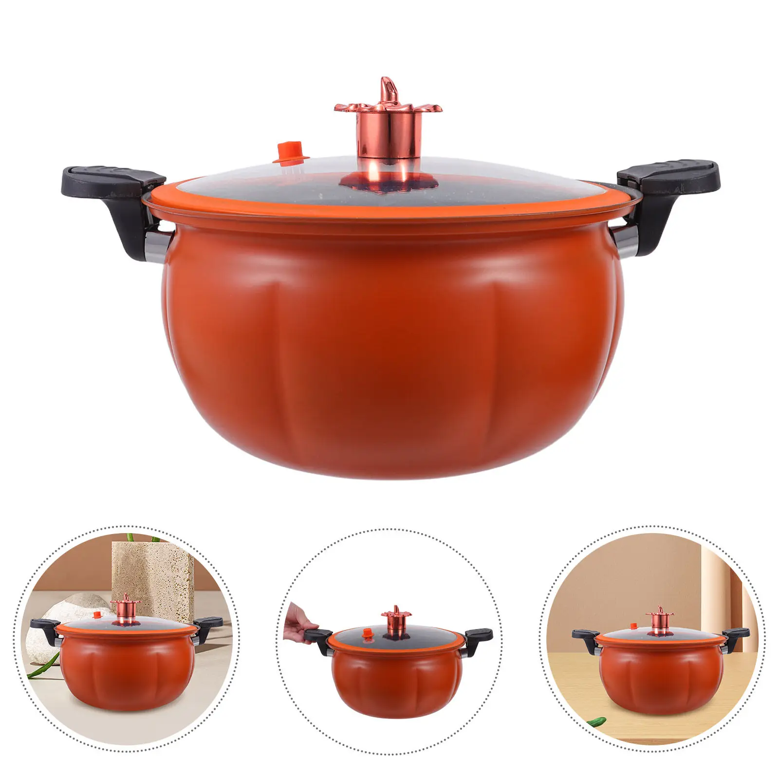 

Micro Pressure Stew Pot Pumpkin Shaped 8L Non-Stick Maifan Tureen Anti-Overflow Fast Cooking Pressure Cooker Pot