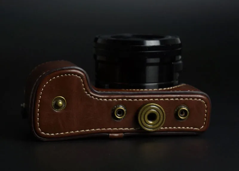 Skórzane etui ochronne na aparat pasek torby do Sony A6100 A6300 A6400 z obiektywem 16-50mm