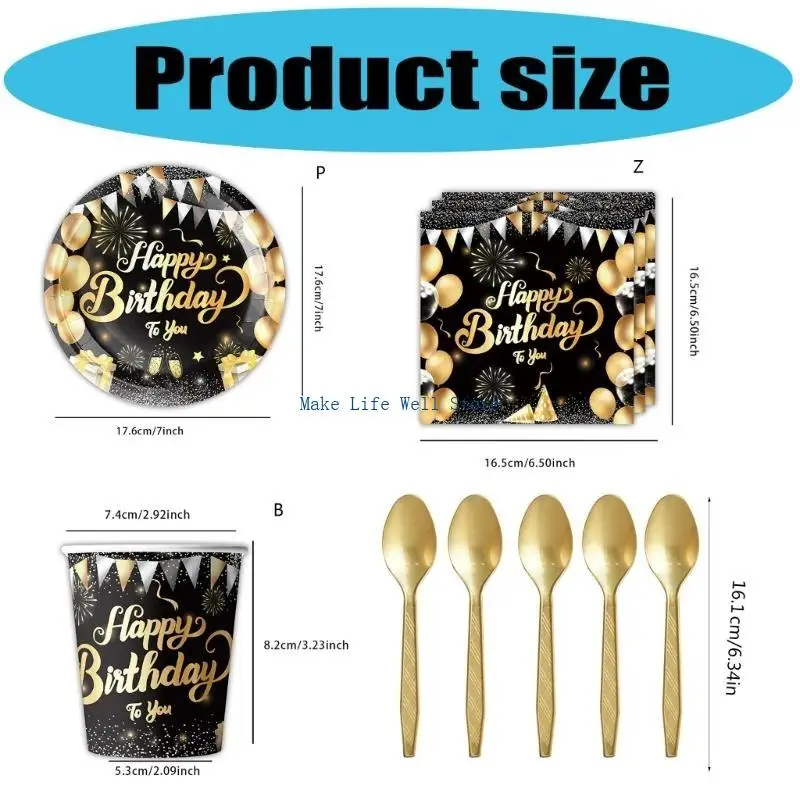  Sophisticated Black Gold Brilliants Patterned Disposable Utensils For Celebration