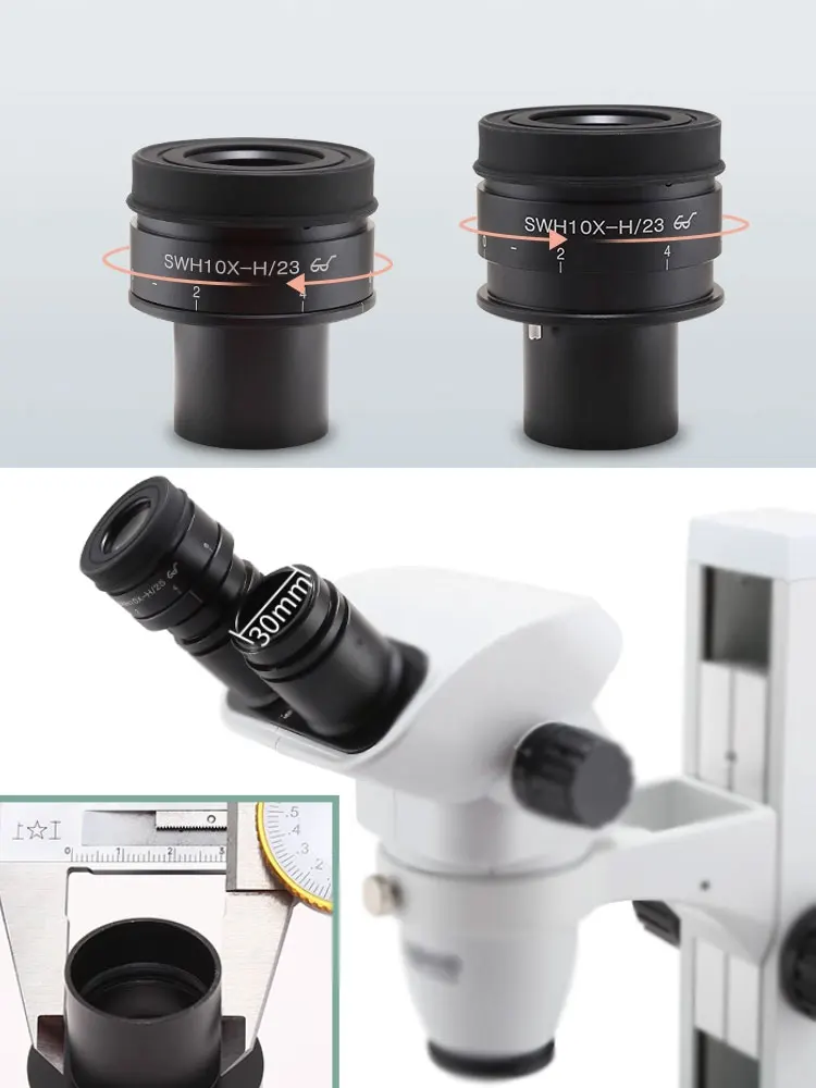 1 قطعة SWH10X عالية Eyespot مجال واسع العدسة قابل للتعديل الديوبتر ل مجهر ستيريو ثلاثي العينيات 30 مللي متر تصاعد