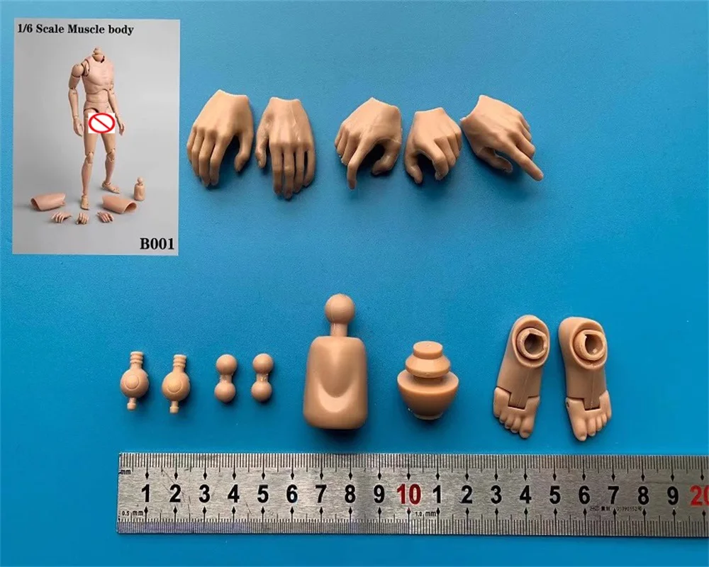 1/6 Soldier B001 Body Narrow Shoulders HT Head Carving Neck Hand Foot Type Connector Model Toy For 12'' Action Figure In Stock