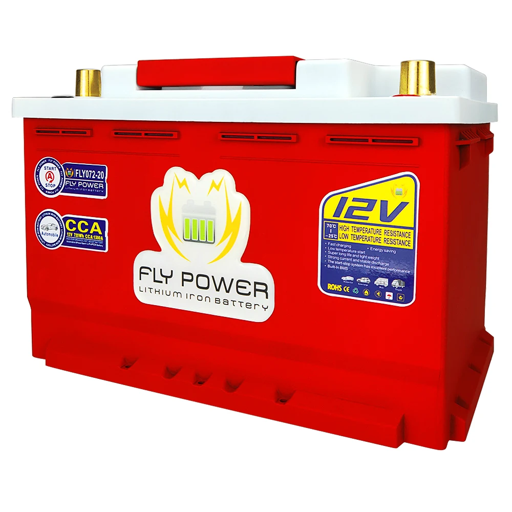 FLY072-20 LiFePO4 Car Starting Battery 12V 70AH 840WH CCA1300A Car Start Lithium iron Battery With Smart BMS