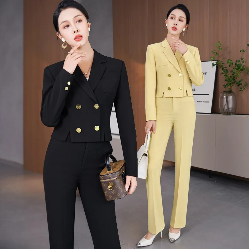 Black Suit Set Women's 2023 Fashion Adult Lady like Woman Mature Elegant High-Grade Professional Tailored Suit Wide-Leg Pants Tw