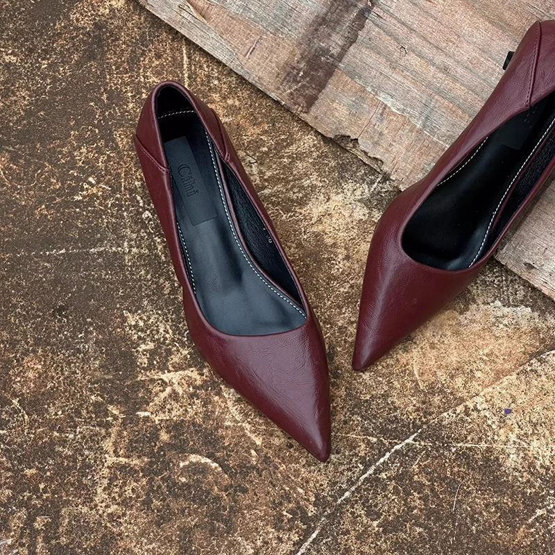 2026 Spring Vintage Women Leopard Pumps Shoes Fashion Pointed Toe Slip On Shoes Concise Office Lady Shoes