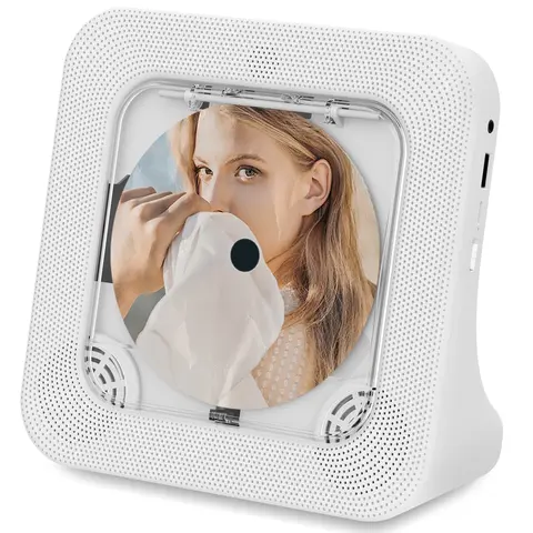 Desktop CD Player Bluetooth with HiFi Dual Speaker, CD Player for Home with Remote Control,LCD Display,Sleep Timer,EQ Sound