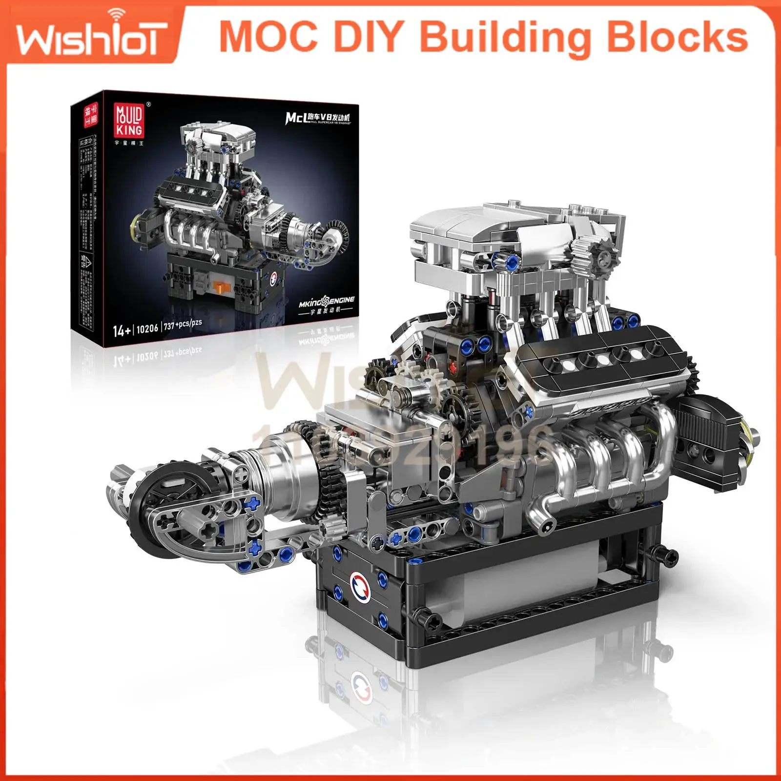 

Mold King 10206 MCL Supercar V8 Engine 737 шт. Набор моделей строительных блоков-сделай сам Механическая сборка Спортивный автомобиль Игрушка для взрослых