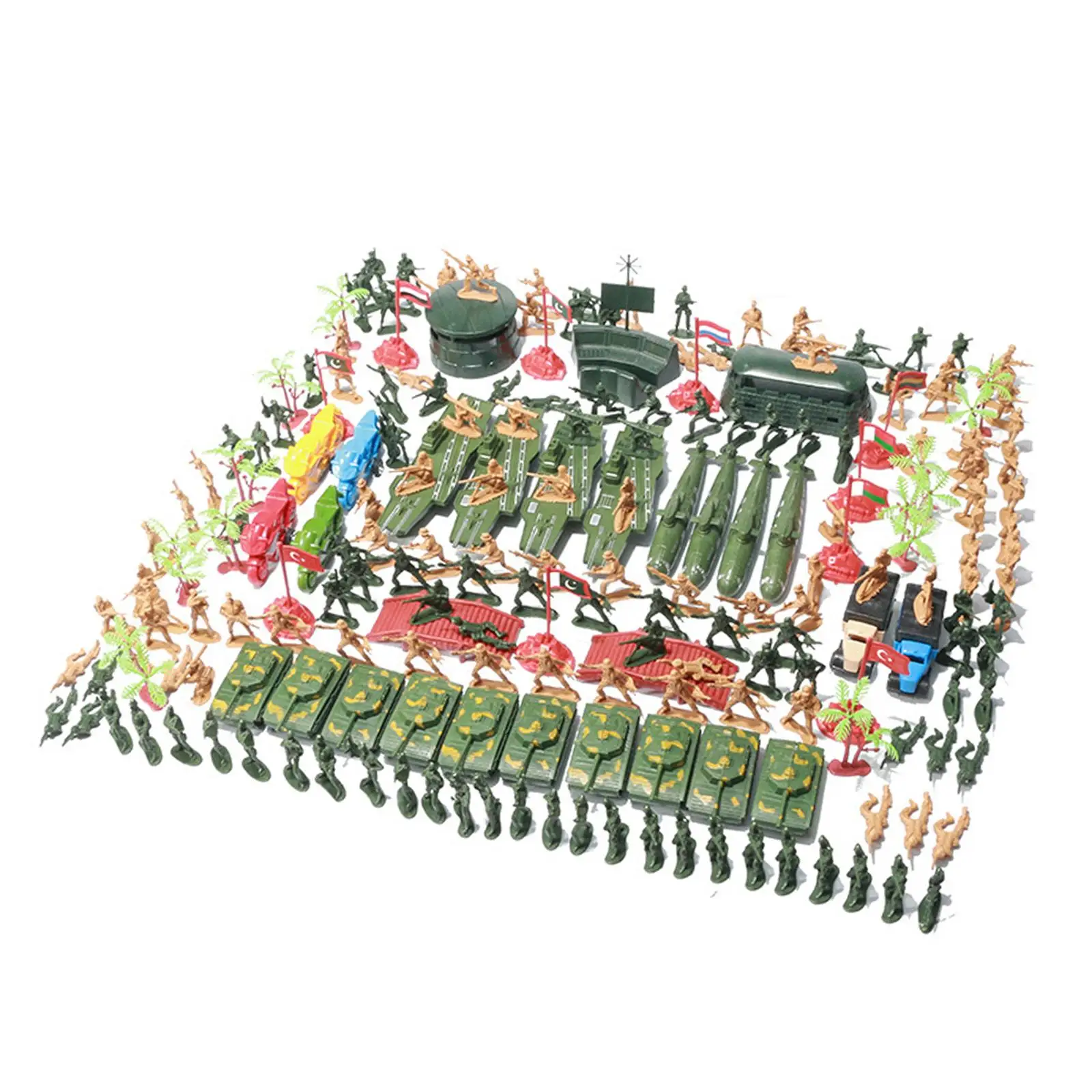 219x Army Men Soldier Playset, Toy Flags with Tanks Planes Military Figures Kids Gifts Party Display with Map Storage Box Model