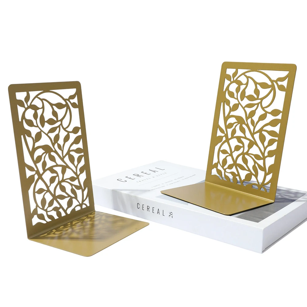 Retro Willow Leaf Metal Bookend Exquisite Home Decor Student Fashion Desktop Decor Learning Stationery