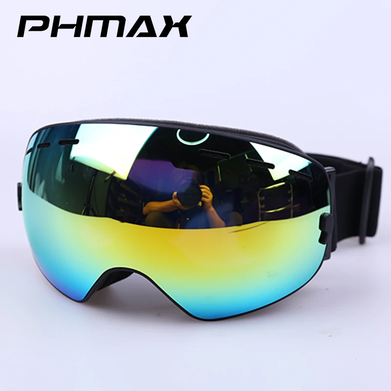 

PHMAX Ski Goggles Black Gold Men Women Snowboard Glasses Winter Outdoor Snow HD PC UV400 Double Layers Anti-Fog Skiing Goggles