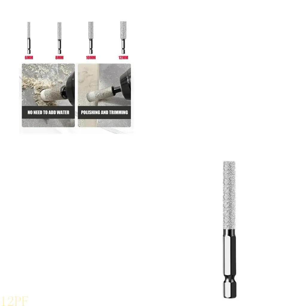 12PF 6/8/10/12mm Vaccum Brazed Dry Drill Bits Handle Hole Cutter Grinding Trimming For Drilling Tile Glass Granite Marble