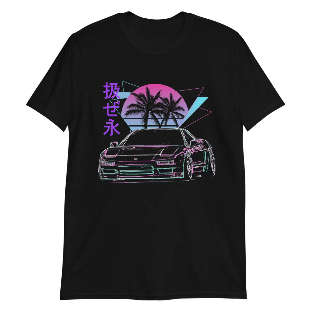 Футболка с короткими рукавами Vaporwave JDM NSX Drift Tuner Miami Nights and Palm Trees