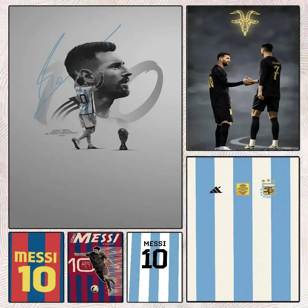 A Vintage-Style Poster of Argentine Football Superstar Lionel Messi; Suitable for Home, Living Room, or Bedroom Decor.