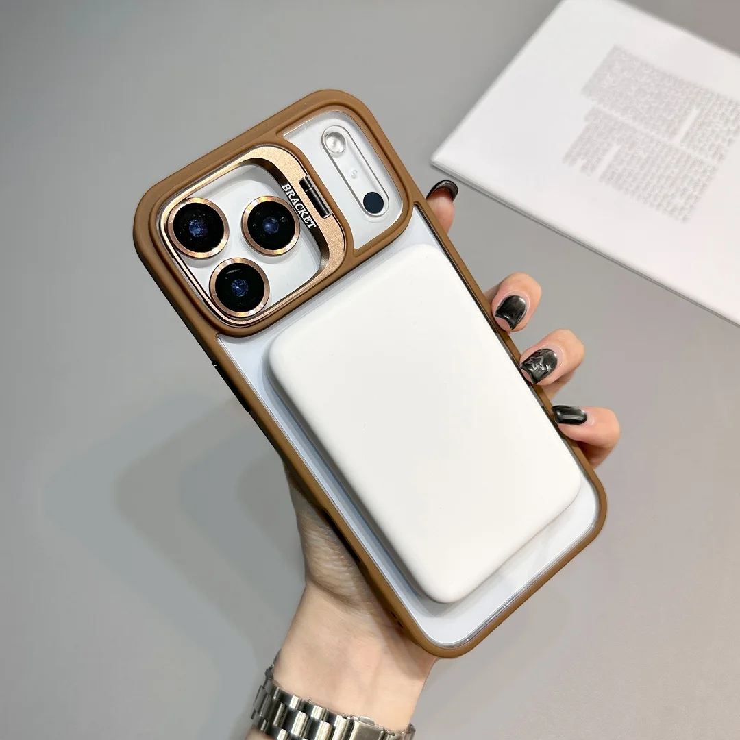 Custodia con staffa ad alto costo per iPhone 17 Air 16 15 14 13 12 11 Pro Max Plus Cavalletto con copertura di ricarica wireless magnetica