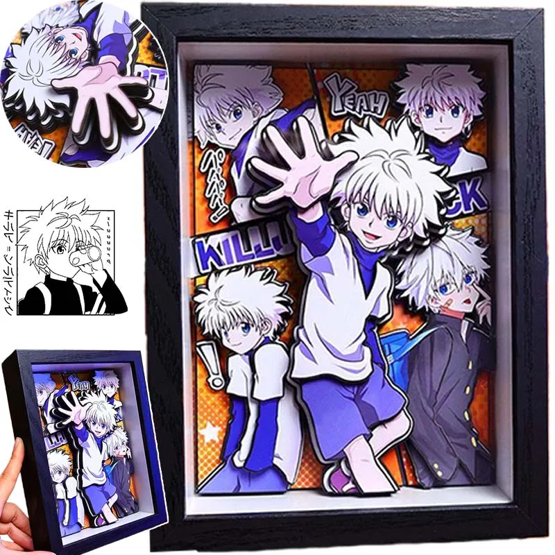 

HUNTER X HUNTER 3D Decorative Painting Anime Figure Handmade Ornament Picture Frame Desktop Three-dimensional Painting Decor New
