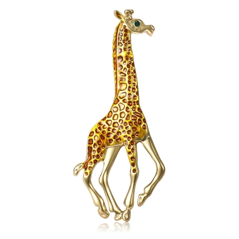 N7YF Drip Paint Giraffe Brooch Unisex Animal Pin Accessory with Rhinestones