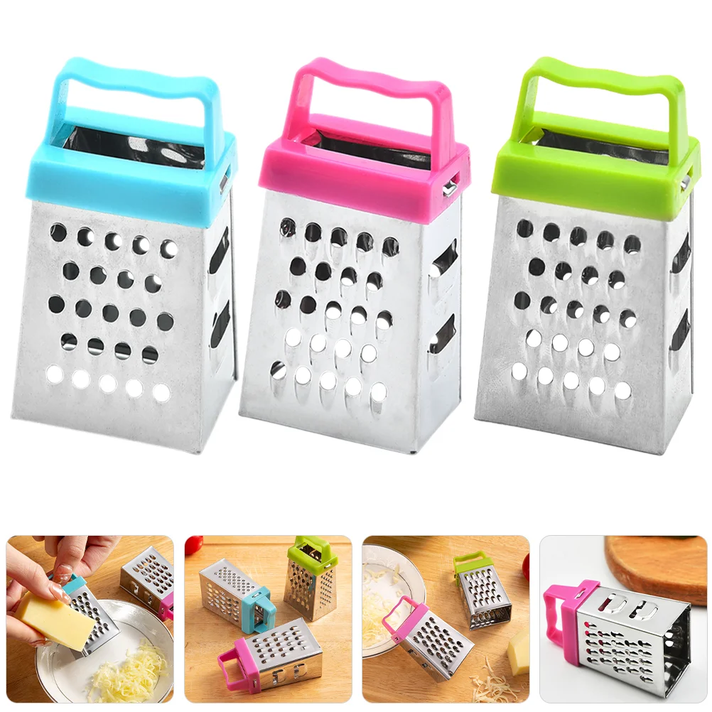 

3 Pcs Fruit Cutting Tools Mini Grater Cheese Stainless Steel Handheld Plastic Graters