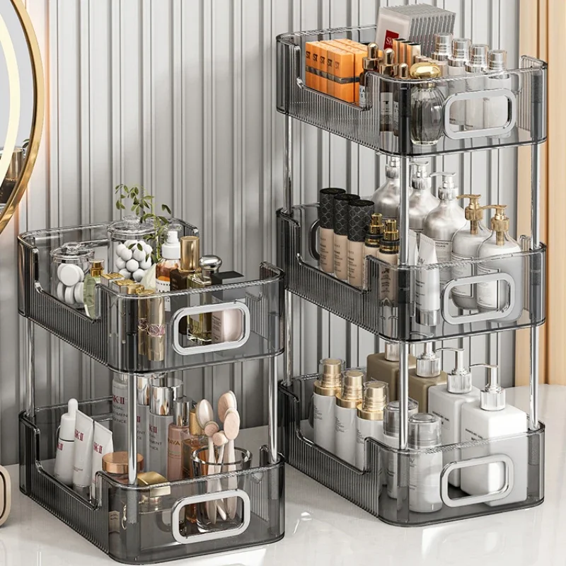 Acrylic Shelves for Perfume and Cosmetics - Light Luxury Dresser Organizer Chic Home Storage Rack Elegant Cosmetic Display Stand