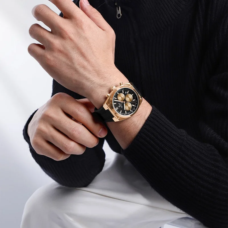 

NAVIFORCE мужские многофункциональные модные часы с хронографом 3ATM водонепроницаемые мужские кварцевые часы со светящимися стрелками силиконовый ремешок подарок