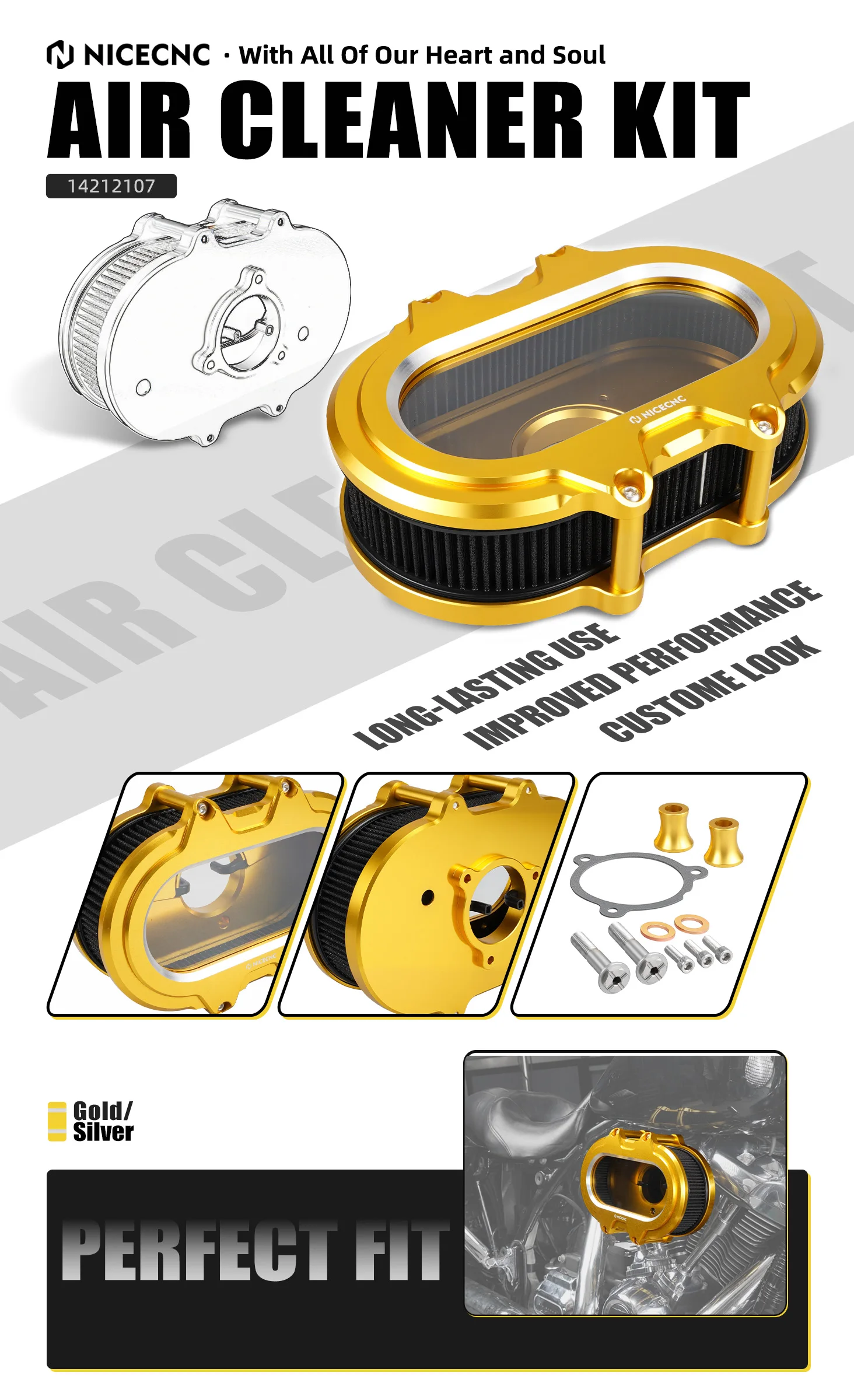 Motorrad-Luftfilter für Harley Road King/Special Street Glide FLHX/S Road Glide FLTRX/S Ultra Limited 2017–2023 – Detail 3