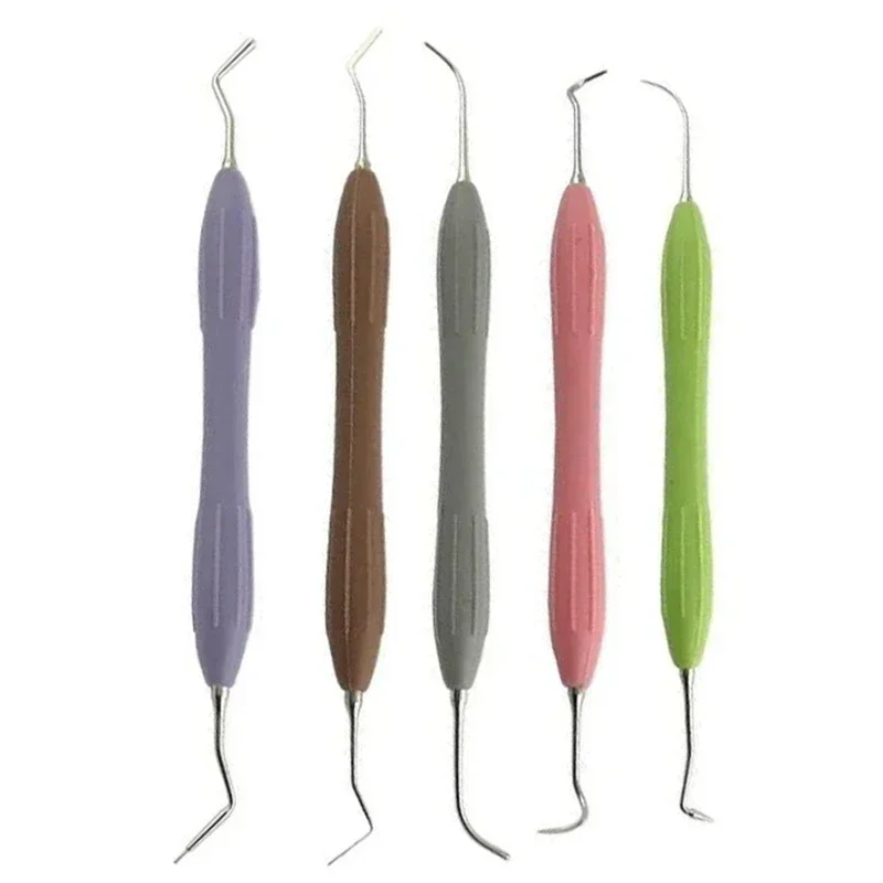 

5Pcs/set Dental Composite Resin Filling Filler Spatulas Silicone Handle Aesthetic Restoration Disinfection Rack Tools