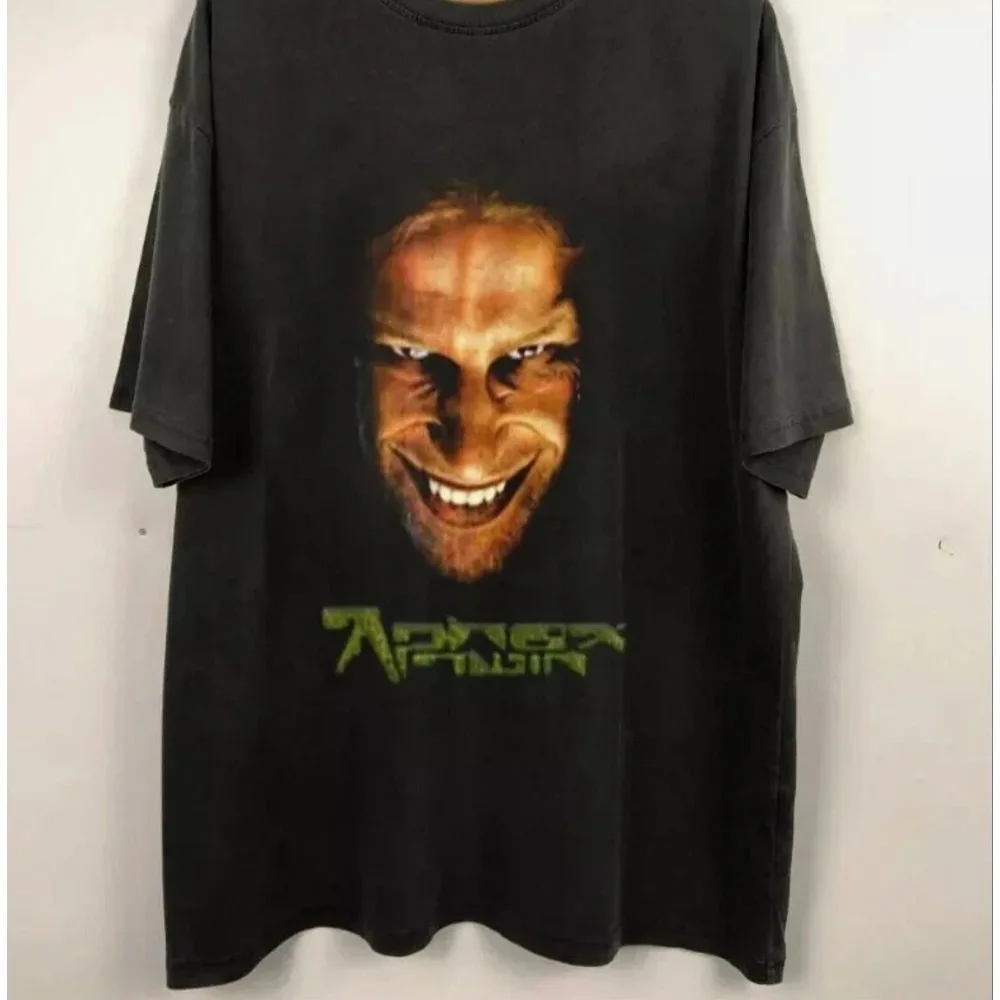 American Retro Style Aphex Twin Pattern T-shirt Men's T-shirt Spring and Summer New Men's and Women's Fashionable Streetwear