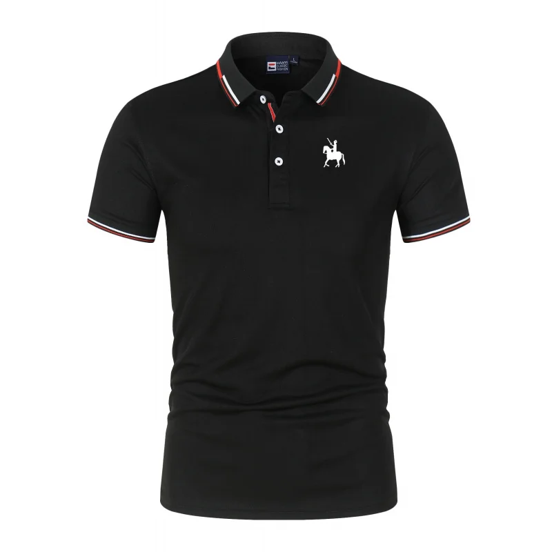 Camisa polo de manga corta con estampado de caballero, informal, a la moda, de verano, para hombre, con solapa grande y holgada