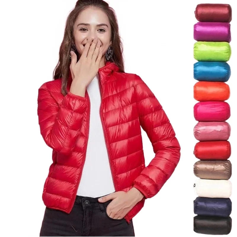 Imagem -02 - Cabolsa de Pato Branco com Capuz Feminino Extragrande Leve Resistente à Água Embalável Puffer Coat Curto Inverno Agora 2023