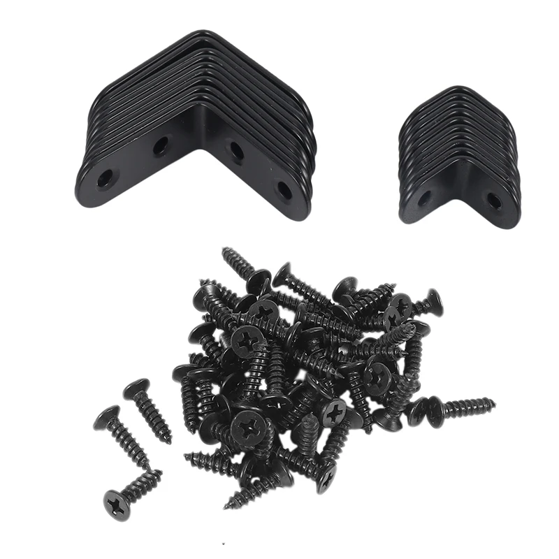 20 Pcs Black L Brackets 90 Degree Angle Stainless Steel Joint Bracket Fastener For Wood Chair Bookshelf Board Window Furniture C