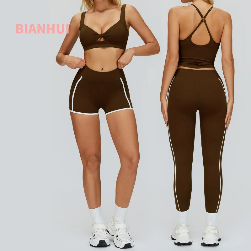 

New Two Piece Set Yoga Sweatsuit Set Color-Block Hollow Out Beauty Back Sports Set Outdoor Running Fitness Set Women Two Piece