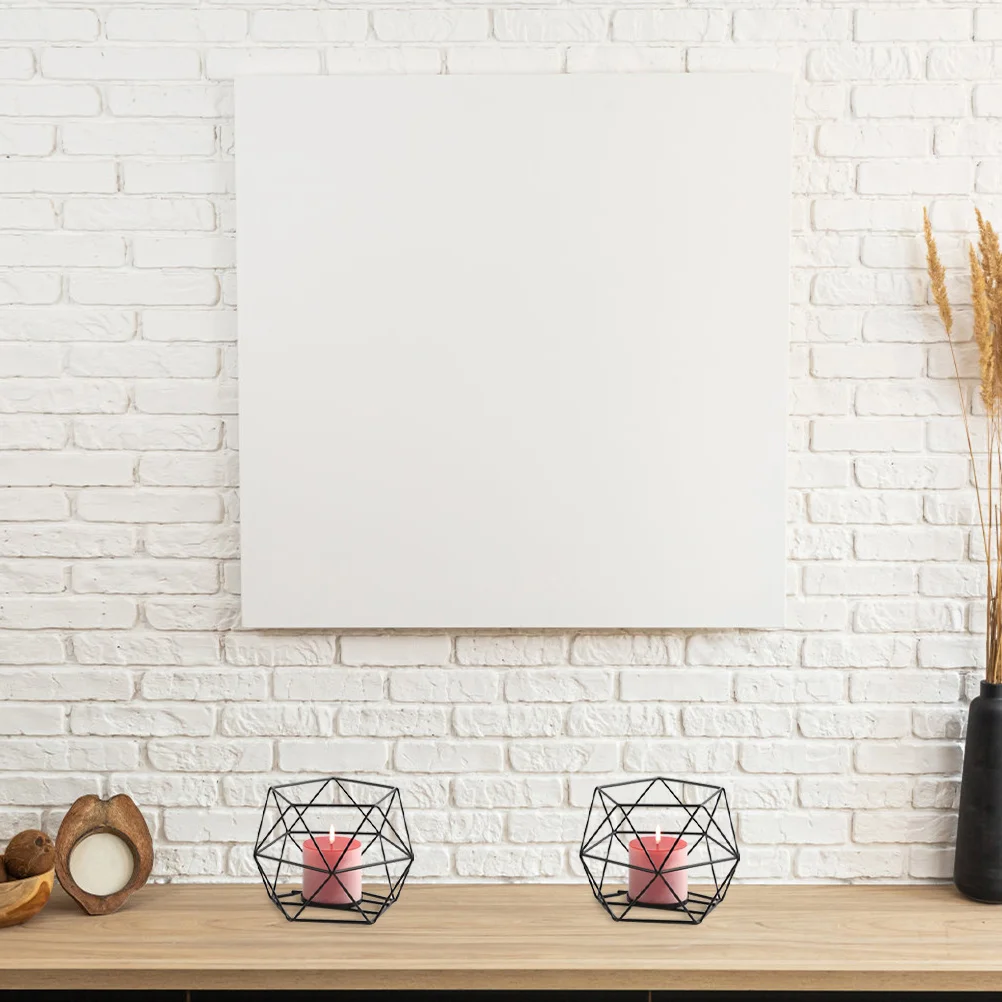 

Iron Art Candlestick Geometric Hollow Candleholder Elegant Metal Stick Decorative Centerpiece for Bedroom Dining Room