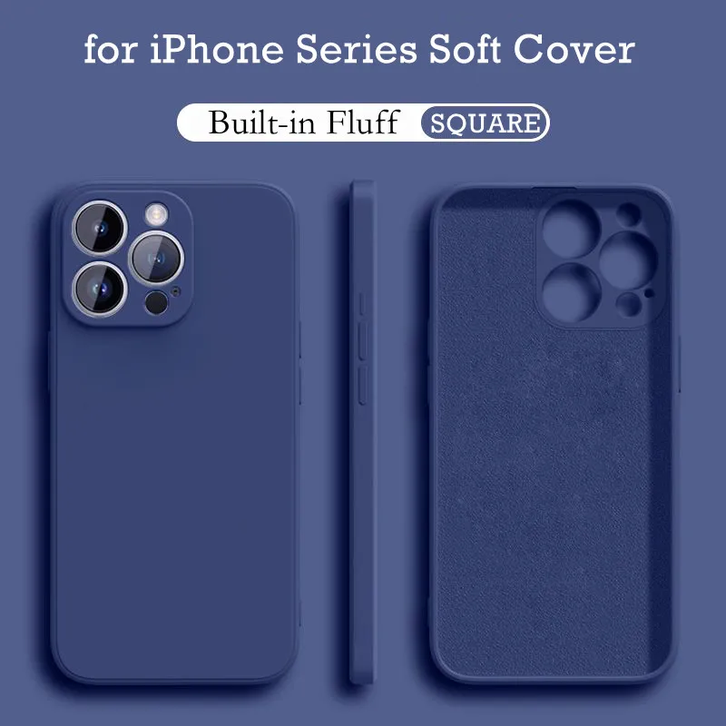 Fashion Square weiche Silikon-Handyhülle für iPhone 17 Pro Max 16 15 14 Plus 13 Mini 17 Air 16e, integrierte, flauschige, stoßfeste Abdeckung