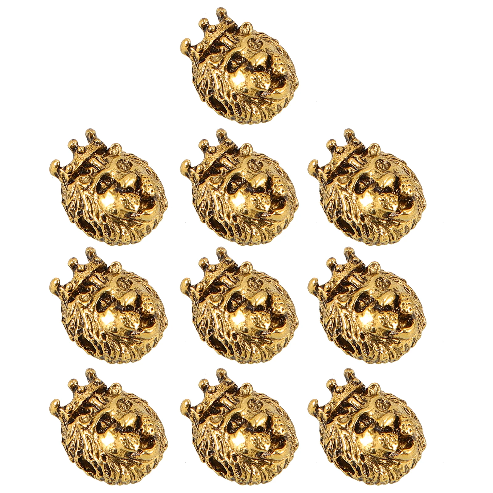 

10pcs Lion Head Beads Jewelry Spacer Zinc Alloy Diy Decoration Bracelet Necklace Hair Ties Charms Creative Accessories For