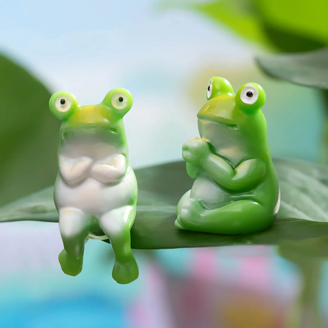 Figurines Miniatures Cute Mini Funny Green Frog Micro Landscape Ornaments For Home Decorations Room Decor DIY Potted Accessories