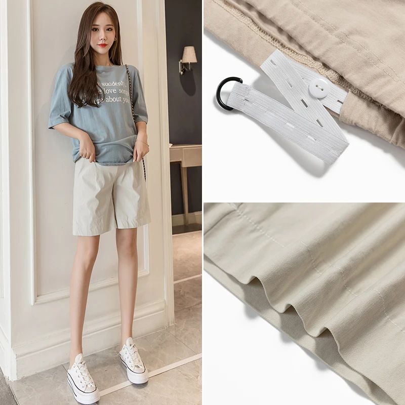 Maternity Short Pants Women's Summer Shorts Women's Summer Solid Five-pants Loose Sports Pant Mid pans Pregnant Casual Clothes