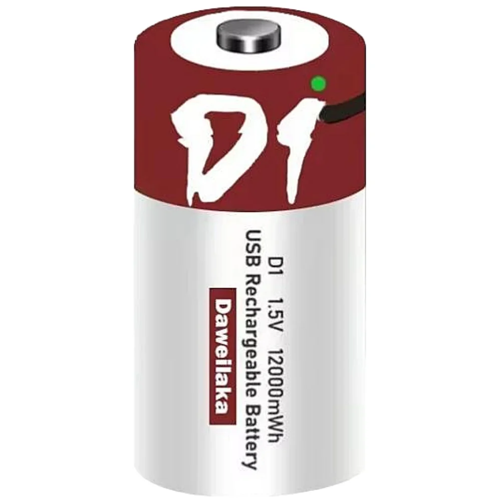 1.5V D Size USB Rechargeable Lithium Battery 12000mAh for Flashlights Stoves Heaters Toys