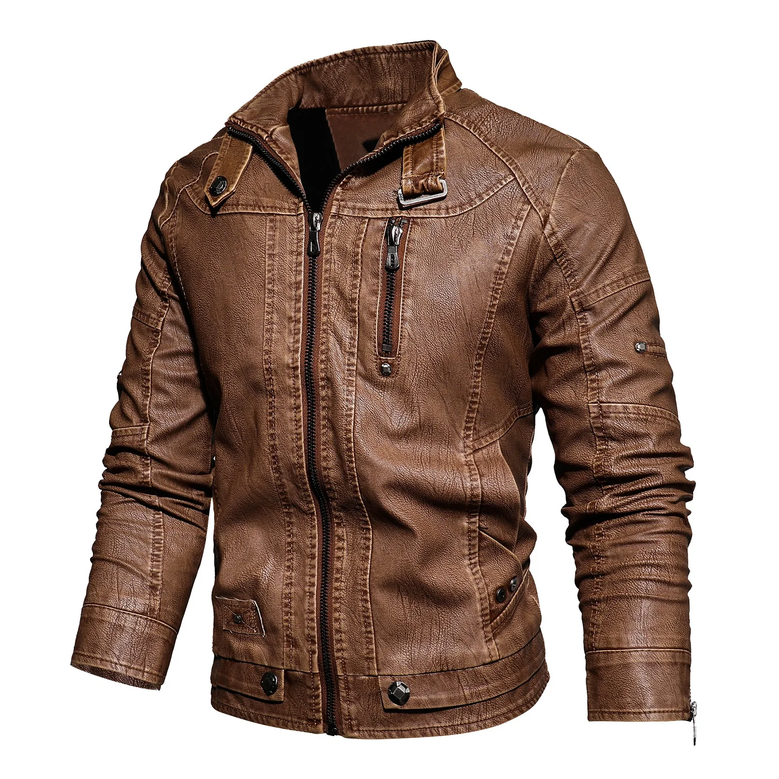 

Winter Leather Jacket Men's Chothing New Men Coat Jackets Coats Faux Leather Water Proof Vintage Biker Jacket Men Windproof