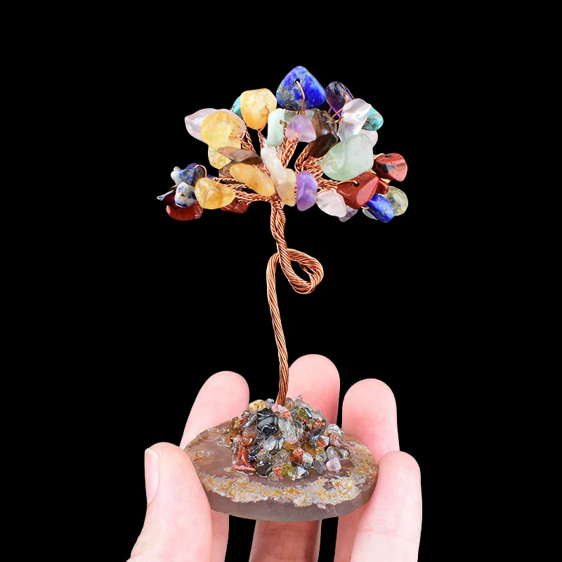 1PC Natürliche Bunte Kristall Stein Kies Probe Baum Reiki Healing Handwerk Tisch Dekoration Wohnkultur Urlaub Geschenk Souvenir