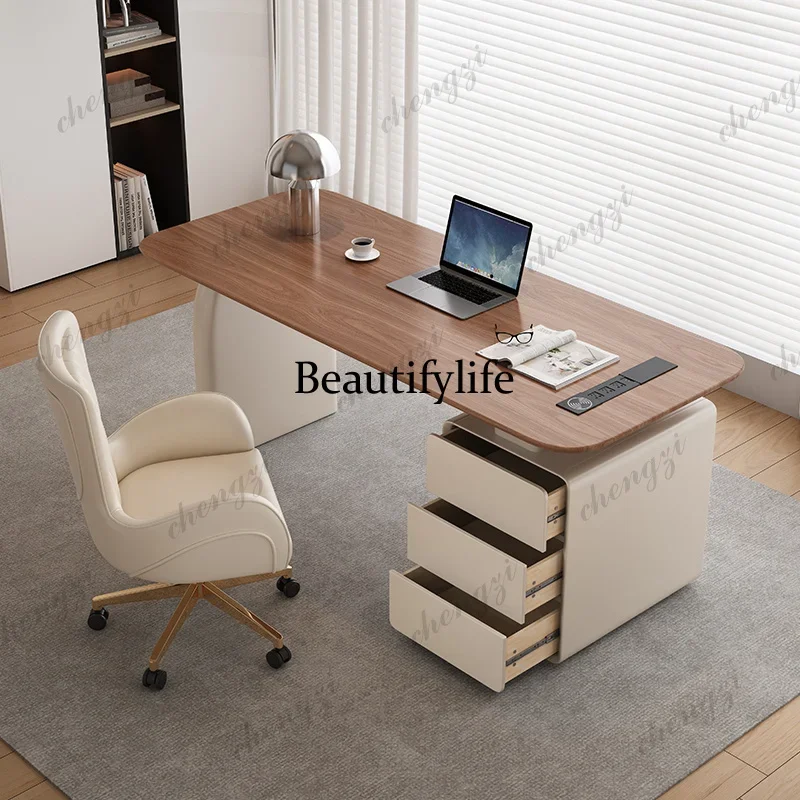 BBB   Modern Light Luxury Office Desk Accent Cream Style Designer Love Office Desk Fashionable Boss Office Furniture