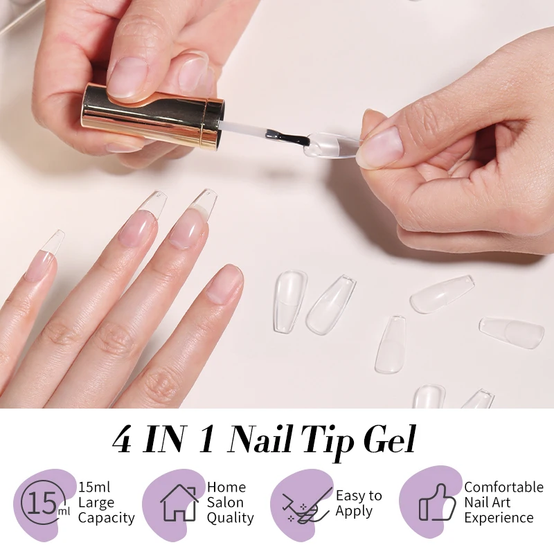 UR SUGAR 15ml 4 en 1 ongles conseils doux ongles conseils Gel ongles Gel pour strass longue durée tremper UV LED Gel d'adhérence