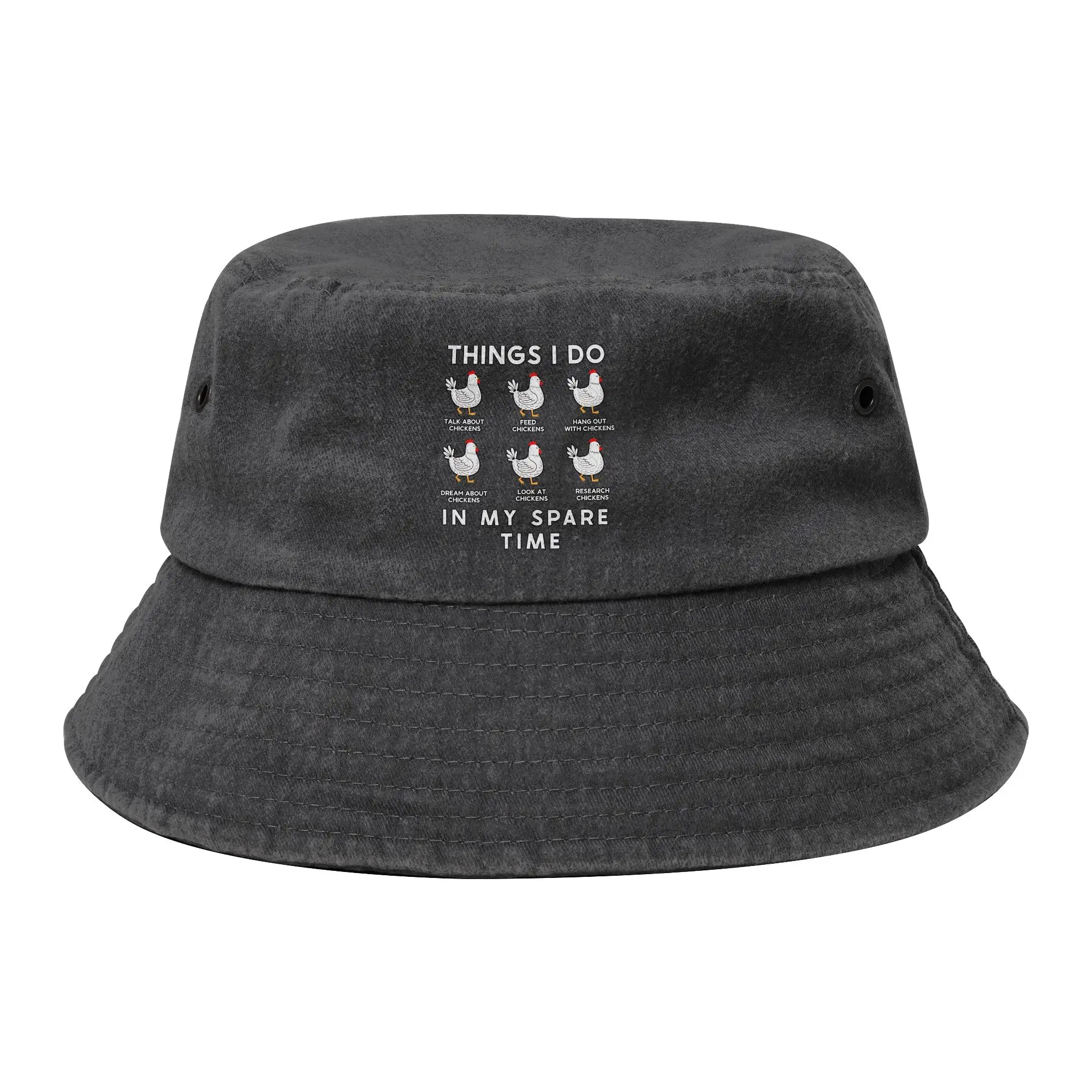 Things I Do In My Spare Time Funny Chicken Lover Bucket Hat Men Women Hiking  Distressed Washed Fisherman Hats Spring Panama Hat