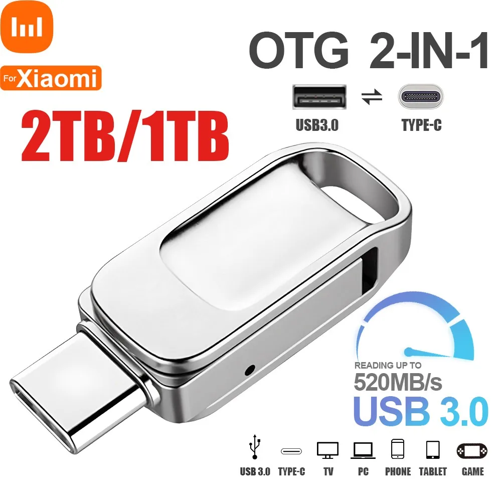 محرك أقراص فلاش 1 مع منفذ USB من النوع C وجهاز كمبيوتر USB قرص 2 في 1 ناقل حركة عالي السرعة تصميم محرك فلاش هيكل معدني للكمبيوتر