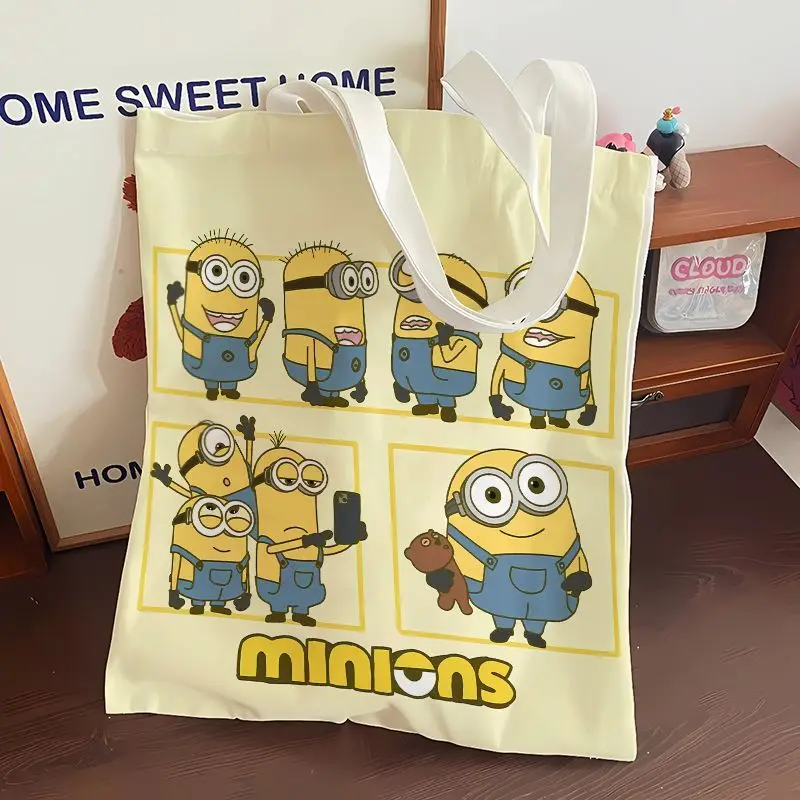 Minions movie animation cartoon cute canvas bag kawaii student tote bag home portable shopping bag shoulder bag gift wholesale - view 6