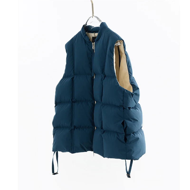 Chaleco de plumón para mujer, relleno de 130 g+ de nuevo estándar nacional 90% plumón de pato blanco, adecuado para mujeres pequeñas, ropa de abrigo para el invierno 2025, chaleco cálido