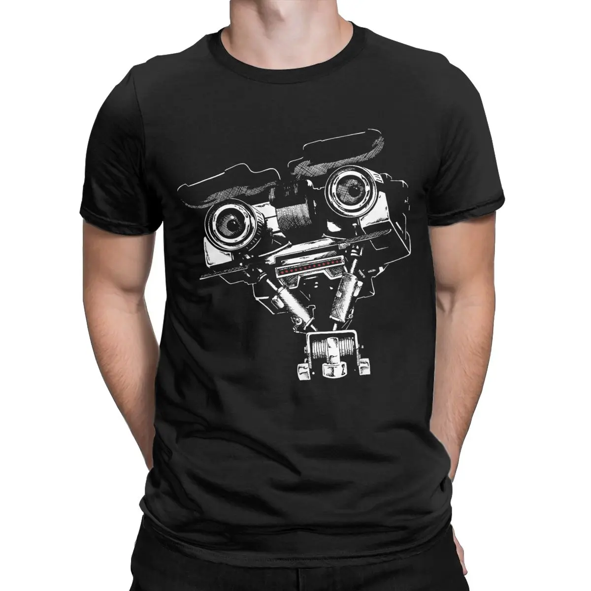 Input Johnny Five Short Circuit T-Shirt for Men Awesome Cotton Tee Shirt Crew Neck Short Sleeve T Shirts Gift Idea Clothing