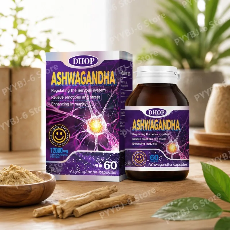 DHOP Organic Ashwagandha Powder (Root) Capsules with Emotions and Stress Support and Immune Support for Adults 60 Capsules