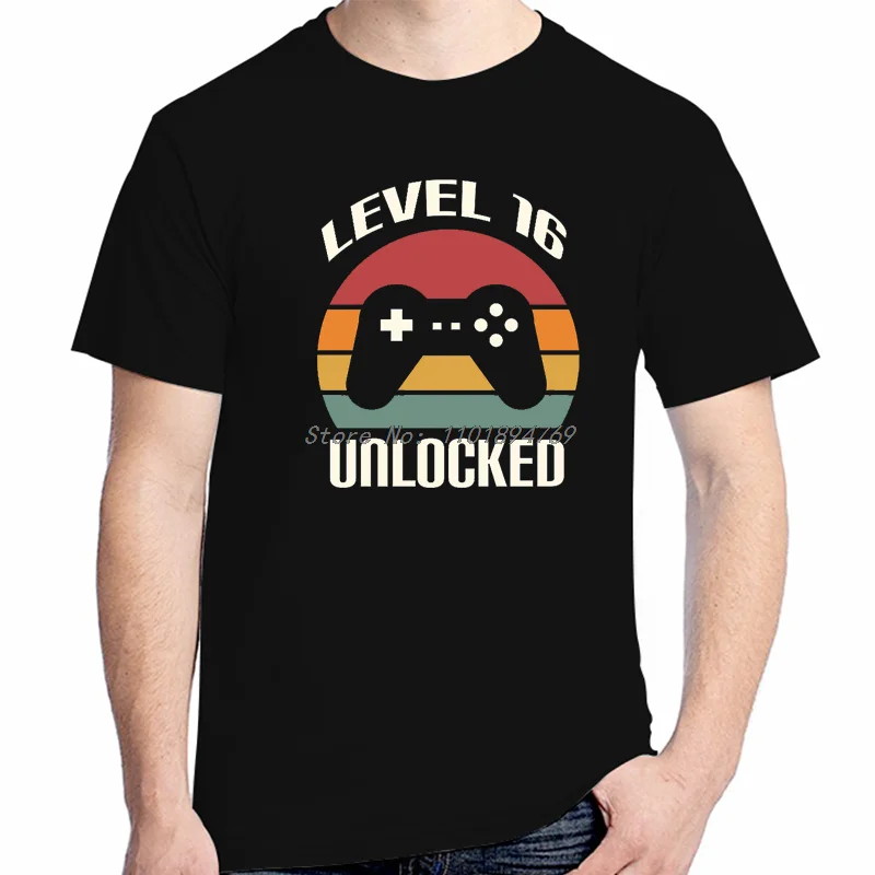 Details About Gamers 16th Birthday Mug Level 16 Unlocked Slogan Console Fashion Graphic T Shirts Cotton Short Sleeve T-Shirt