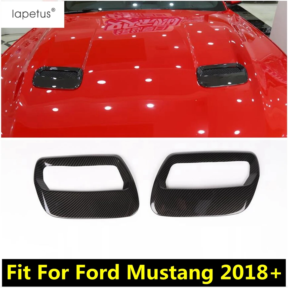 

Front Hood Engine Air Vent Outlet Intake Inlet Frame Cover Trim Carbon Fiber Accessories Exterior For Ford Mustang 2018 - 2020