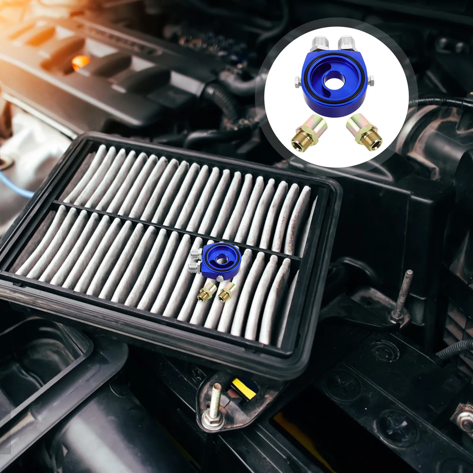 Efficient Engine Oil Cooler Adapter Sandwich Plate Aluminum Alloy for Automotive Modification Oil Flow Control Transmission