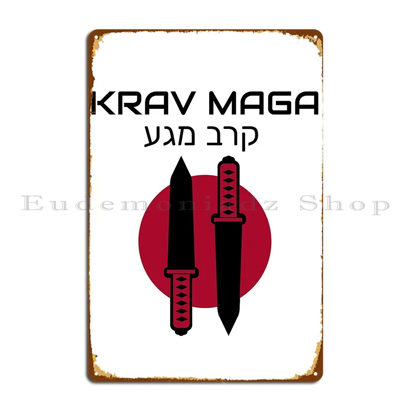 Krav Maga Dual Knives Metal Plaque Poster Create Party Club Design Club Kitchen Tin Sign Poster