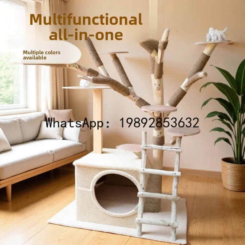 HYS cat climbing frame cat nest to relieve boredom since hi wear-resistant disdain solid wood cat scratching column